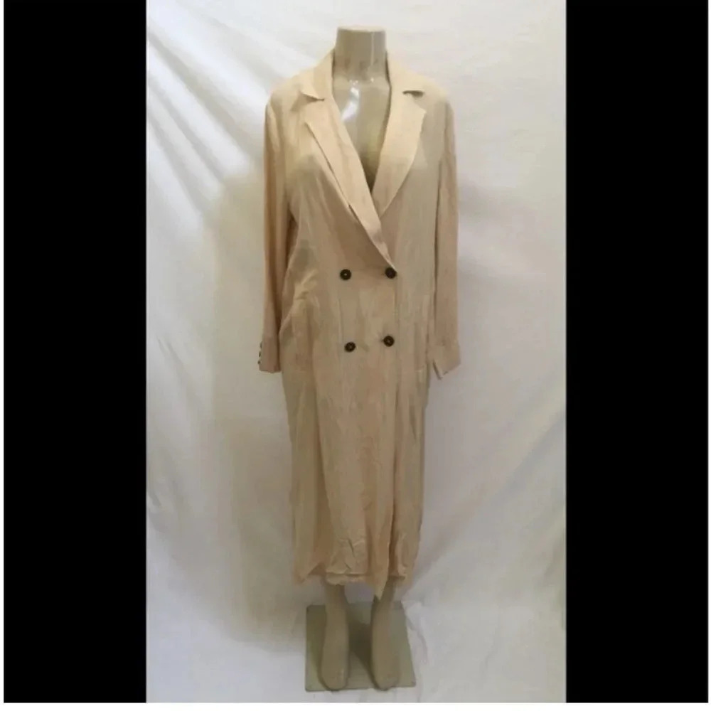 ZARA TRF OUTERWEAR LONG SLEEVE DUSTER TAN/BEIGE SIZE SMALL/ MEDIUM - Picture 6 of 16